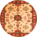 Square Geometric Orange Traditional Rug, tr2683org