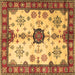 Square Machine Washable Geometric Brown Traditional Rug, wshtr2683brn