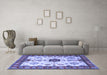 Machine Washable Geometric Blue Traditional Rug in a Living Room, wshtr2683blu