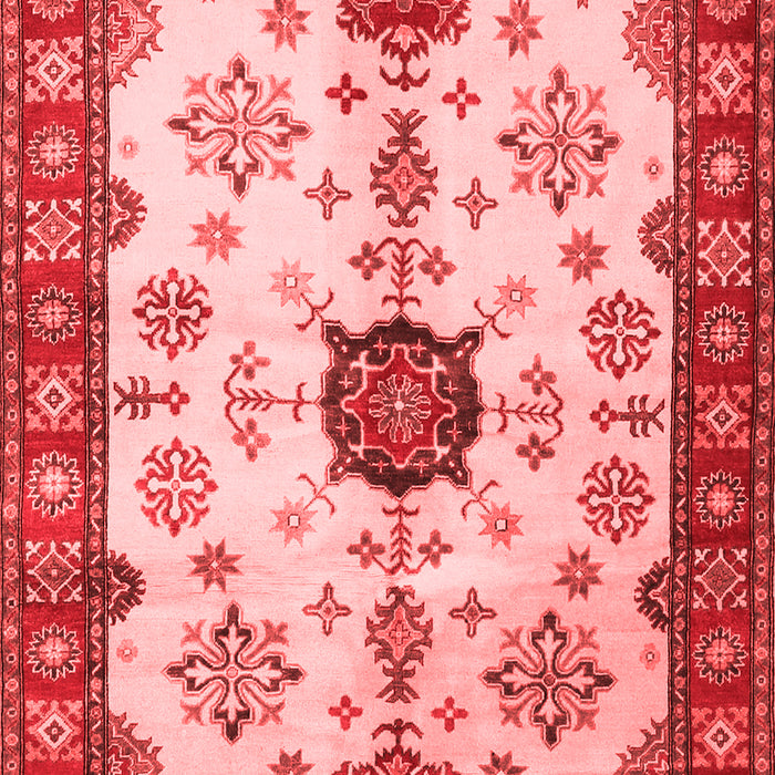 Machine Washable Geometric Red Traditional Rug, wshtr2683red