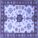 Square Machine Washable Geometric Blue Traditional Rug, wshtr2683blu