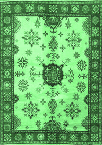 Geometric Emerald Green Traditional Rug, tr2683emgrn