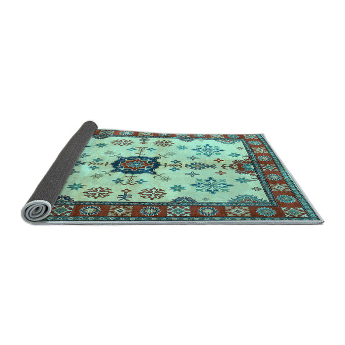 Sideview of Geometric Light Blue Traditional Rug, tr2683lblu