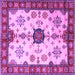 Square Machine Washable Geometric Purple Traditional Area Rugs, wshtr2683pur