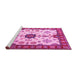 Sideview of Machine Washable Geometric Pink Traditional Rug, wshtr2683pnk