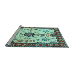 Sideview of Machine Washable Geometric Light Blue Traditional Rug, wshtr2683lblu