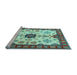 Sideview of Machine Washable Geometric Light Blue Traditional Rug, wshtr2683lblu