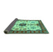 Sideview of Geometric Turquoise Traditional Rug, tr2683turq