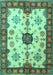 Machine Washable Geometric Turquoise Traditional Area Rugs, wshtr2683turq