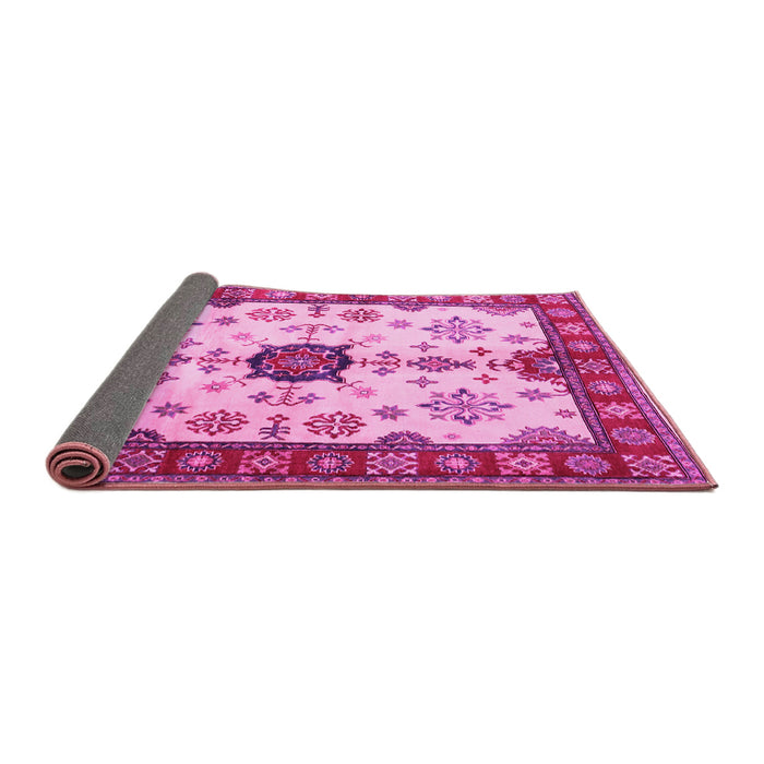 Sideview of Geometric Pink Traditional Rug, tr2683pnk