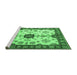 Sideview of Machine Washable Geometric Emerald Green Traditional Area Rugs, wshtr2683emgrn