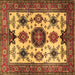 Square Machine Washable Persian Brown Traditional Rug, wshtr2684brn