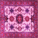 Square Machine Washable Persian Pink Traditional Rug, wshtr2684pnk