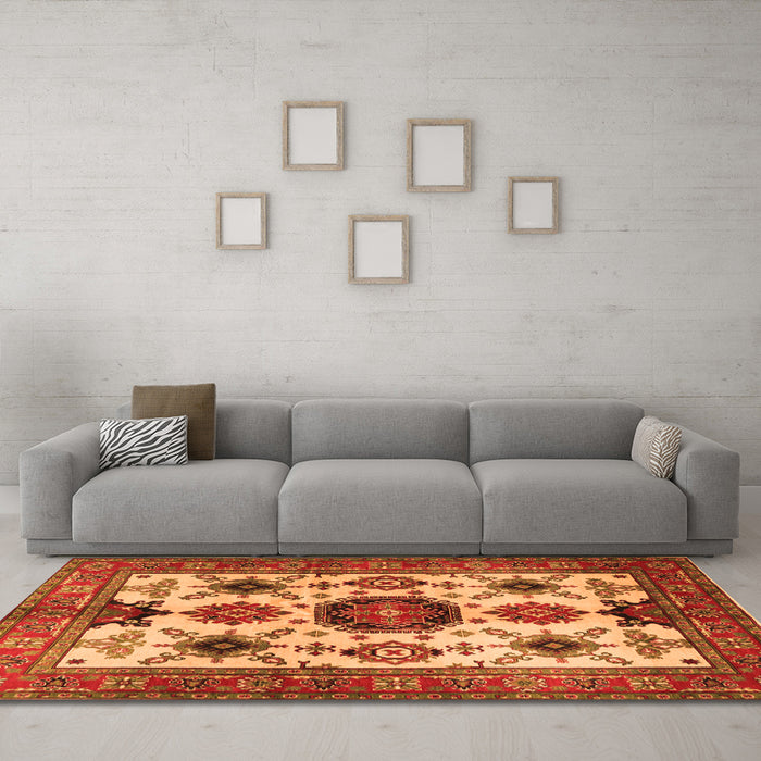 Machine Washable Persian Orange Traditional Area Rugs in a Living Room, wshtr2684org