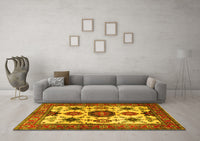 Machine Washable Persian Yellow Traditional Rug, wshtr2684yw