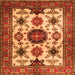 Round Machine Washable Persian Orange Traditional Area Rugs, wshtr2684org