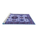 Sideview of Machine Washable Persian Blue Traditional Rug, wshtr2684blu