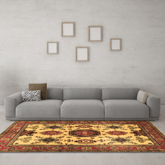 Machine Washable Persian Brown Traditional Rug in a Living Room,, wshtr2684brn