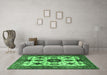 Machine Washable Persian Emerald Green Traditional Area Rugs in a Living Room,, wshtr2684emgrn