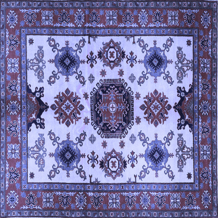 Square Machine Washable Persian Blue Traditional Rug, wshtr2684blu
