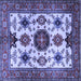 Square Machine Washable Persian Blue Traditional Rug, wshtr2684blu