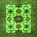 Round Machine Washable Persian Green Traditional Area Rugs, wshtr2684grn