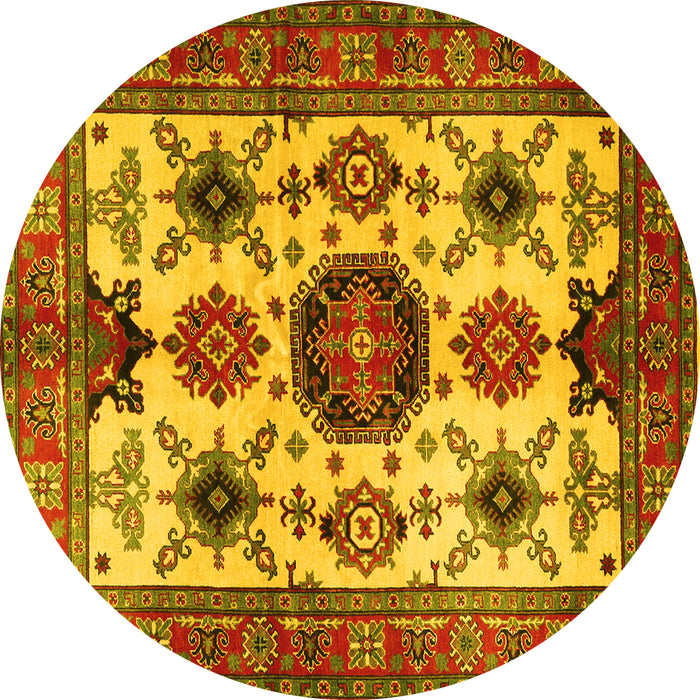 Round Persian Yellow Traditional Rug, tr2684yw