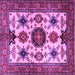 Square Machine Washable Persian Purple Traditional Area Rugs, wshtr2684pur