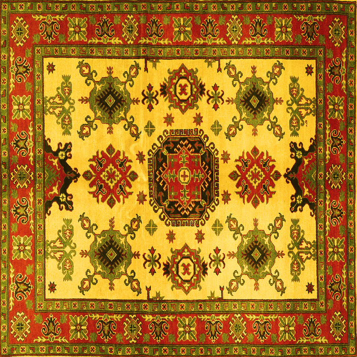 Square Machine Washable Persian Yellow Traditional Rug, wshtr2684yw