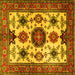 Square Machine Washable Persian Yellow Traditional Rug, wshtr2684yw