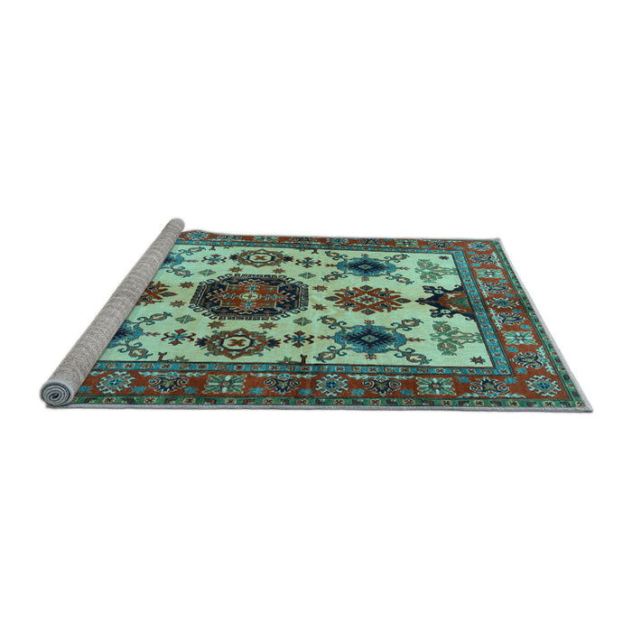 Sideview of Machine Washable Persian Light Blue Traditional Rug, wshtr2684lblu