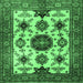Square Machine Washable Persian Emerald Green Traditional Area Rugs, wshtr2684emgrn