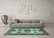 Machine Washable Persian Light Blue Traditional Rug in a Living Room, wshtr2684lblu