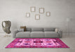 Machine Washable Persian Pink Traditional Rug in a Living Room, wshtr2684pnk