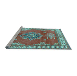 Sideview of Machine Washable Persian Light Blue Traditional Rug, wshtr2685lblu