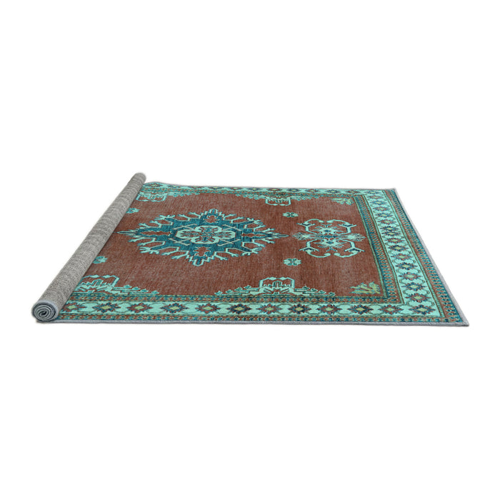 Sideview of Machine Washable Persian Light Blue Traditional Rug, wshtr2685lblu