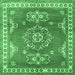 Square Machine Washable Persian Emerald Green Traditional Area Rugs, wshtr2685emgrn