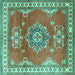 Square Machine Washable Persian Turquoise Traditional Area Rugs, wshtr2685turq