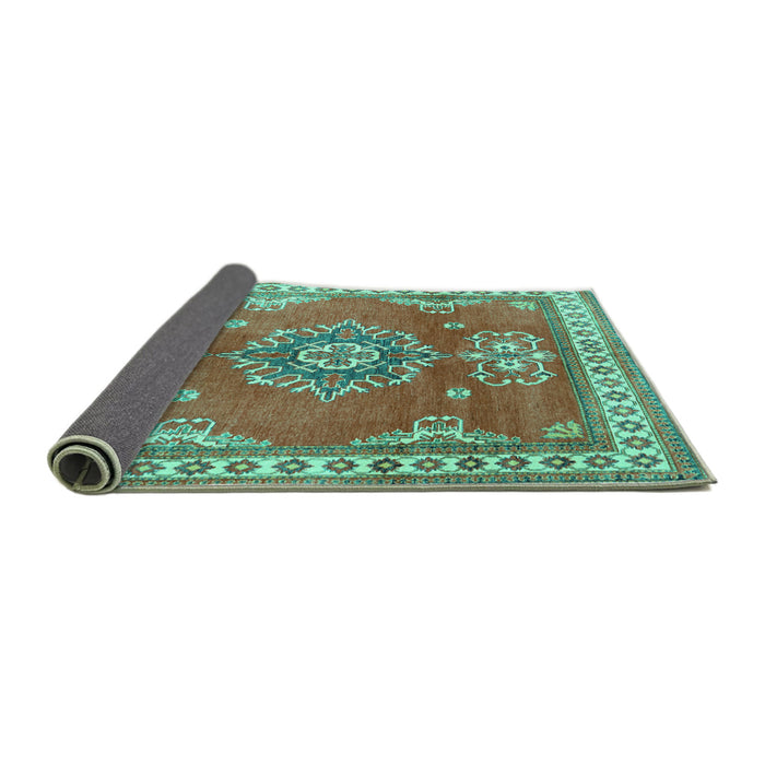 Sideview of Persian Turquoise Traditional Rug, tr2685turq