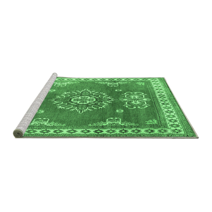Sideview of Machine Washable Persian Emerald Green Traditional Area Rugs, wshtr2685emgrn