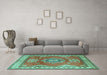 Machine Washable Persian Turquoise Traditional Area Rugs in a Living Room,, wshtr2685turq