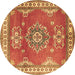Round Persian Brown Traditional Rug, tr2685brn