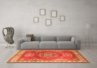 Machine Washable Persian Orange Traditional Rug, wshtr2685org