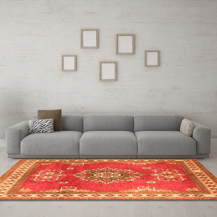 Machine Washable Persian Orange Traditional Area Rugs in a Living Room, wshtr2685org