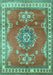 Machine Washable Persian Turquoise Traditional Area Rugs, wshtr2685turq