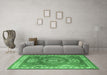 Machine Washable Persian Emerald Green Traditional Area Rugs in a Living Room,, wshtr2685emgrn