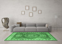 Machine Washable Persian Emerald Green Traditional Rug, wshtr2685emgrn