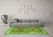 Machine Washable Persian Green Traditional Area Rugs in a Living Room,, wshtr2685grn