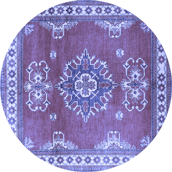Round Persian Blue Traditional Rug, tr2685blu
