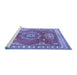 Sideview of Machine Washable Persian Blue Traditional Rug, wshtr2685blu